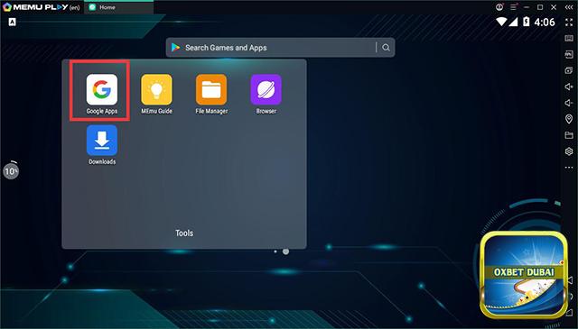 Nhấn “Google Apps” để tiến hành tải app Oxbet