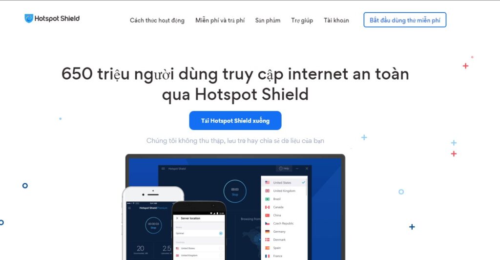 Bạn nên tải ứng dụng chính thức tại trang chủ của website Hotspot Shield