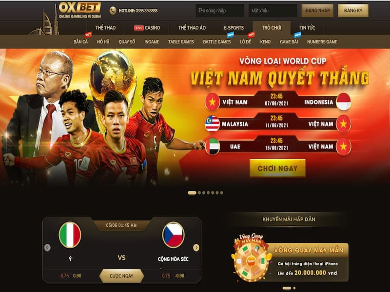 Truy cập vào trang chủ của Oxbet